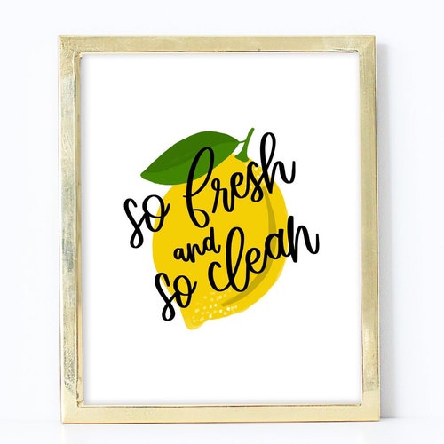So Fresh so Clean Lemon Print Bathroom Decor Kitchen Decor Etsy