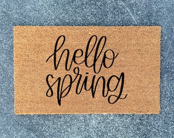 Hello Spring - Welcome Mat - Welcome Doormat - Spring Home Decor - Housewarming Gift - New Home Gift - Doormat - Ships Free