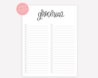 Digital Download Grocery List - Printable Groceries List - Shopping List - Printable List - Store List