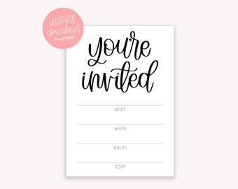 blank invitations etsy