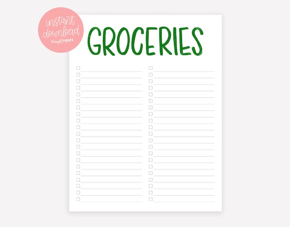 digital download grocery list printable groceries list shopping list printable list store list grocery list images