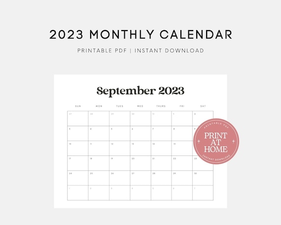 Printable 2023 Calendar 2023 Calendar Download Downloadable Calendar  Minimal Sunday Start Horizontal Calendar Jan 2023-dec 2023 - Etsy