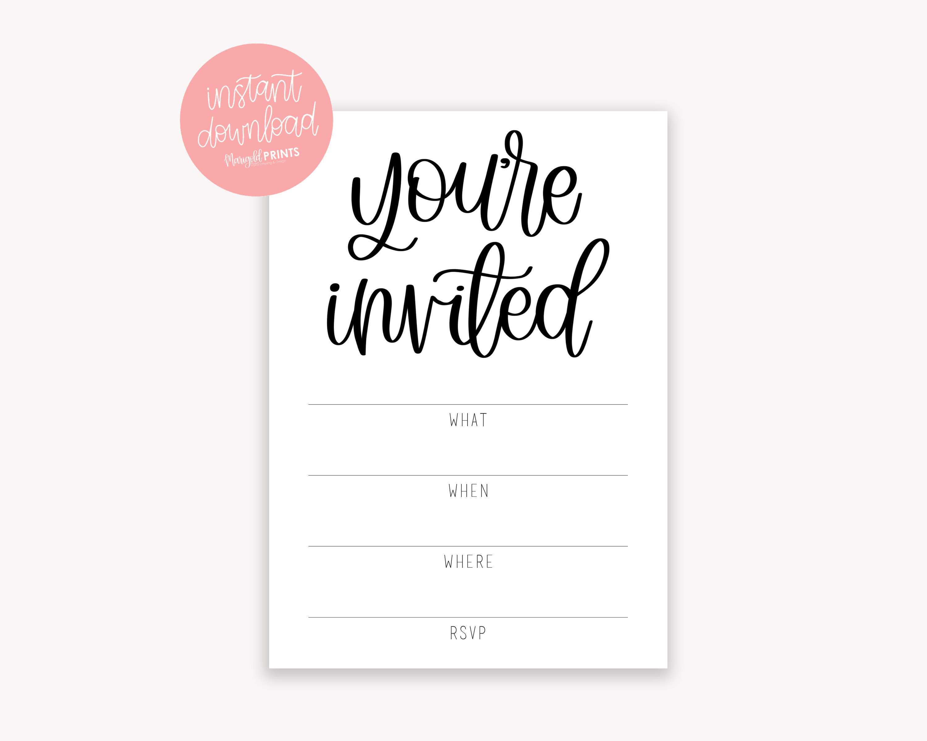 You re Invited Printable Invitations Fill In The Blank Etsy