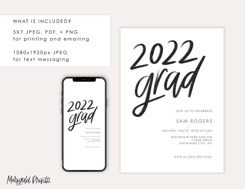 Sam 2022 Graduation Party Invitation Grad Announcement Etsy