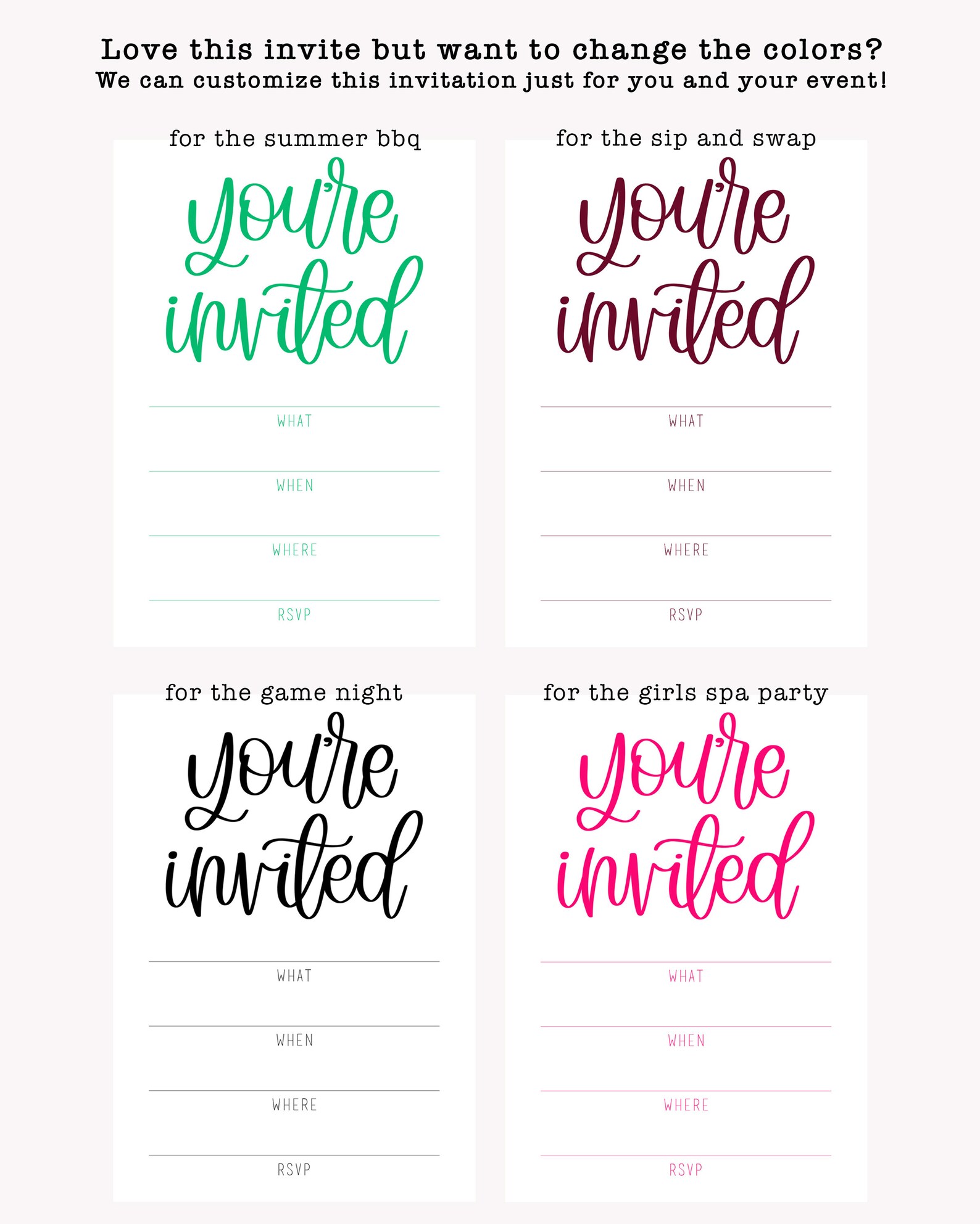 You're Invited Printable Invitations Fill in the Blank Invitations