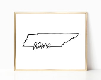 Tennessee State Home Print - Digital Download Print - State Print - Home Decor - Tennessee - 8x10
