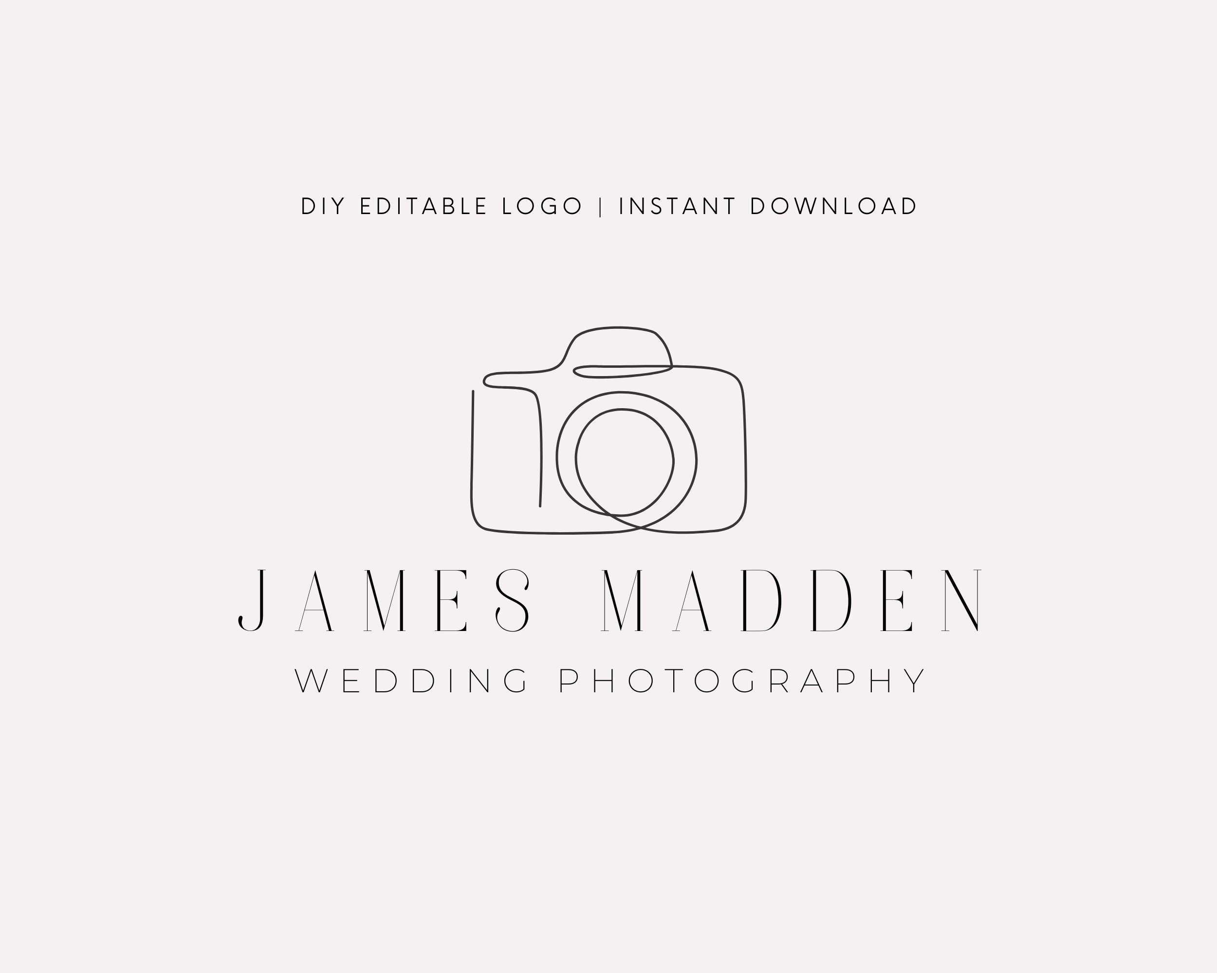 Editable Photography Logo - Wedding Photographer Logo Template - Editable Logo - Photography Business Logo - Editable Logo Template