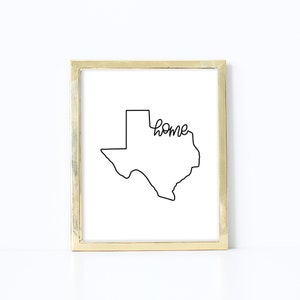 Texas State Home Print - Digital Download Print - State Print - Home Decor - Texas - 8x10