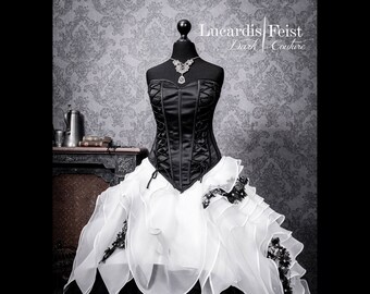 Extravagant wedding black white wedding gown unusual couture bridal dresses /Original from Feist Style