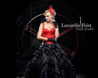 Extraordinary black and red gothic wedding dress / original by Feist Style