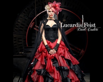 Extraordinary black and red gothic wedding dress / original by Feist Style