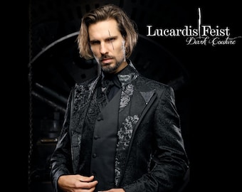 Steampunk frock coat / Extravagant wedding suit / Original Feist Style Jacket / Patchwork design