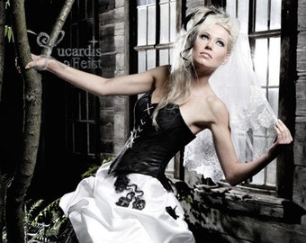 Extravagant wedding black white wedding gown unusual couture bridal dresses /Original from Feist Style