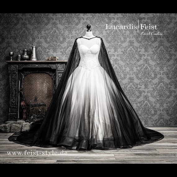 Extravagant vintage bride, gothic bride, steampunk bride, cape, veil the original from Feist Style