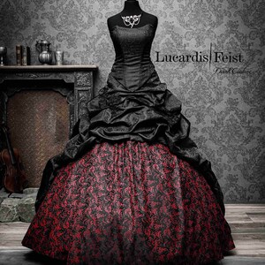 Gothic wedding dress in black and red