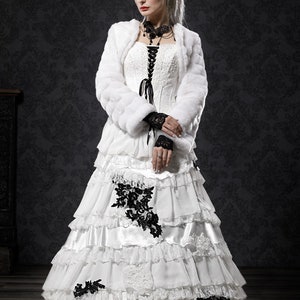 Gothic Alternative Wedding Dress, Steampunk, Rockabilly or Goth Wedding or Costume, Black and White Wedding dress image 6