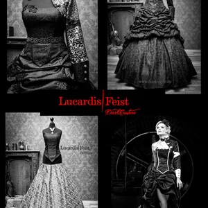 Black and white photos of the gothic gown