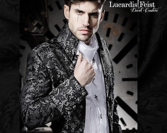 Steampunk Groom Frock Coat, Gothic Wedding Suit, Black & Silver Tailcoat for your extravagant wedding!