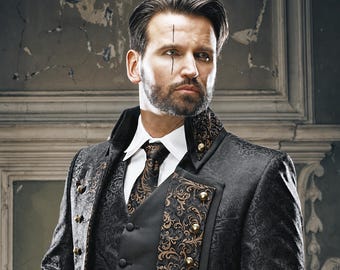 Steampunk Frock Coat, Gothic Wedding Suit, Cosplay Victorian Tailcoat