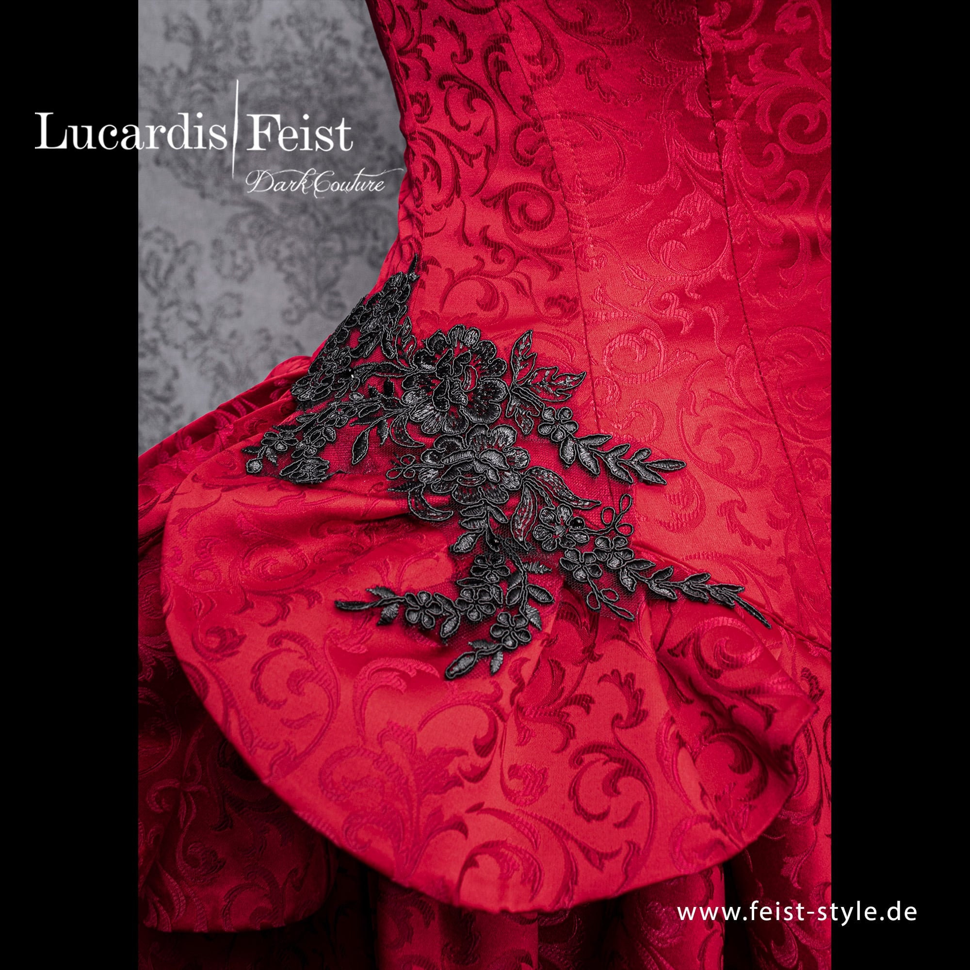 Extraordinary Black and Red Gothic Wedding Dress / Original by Feist Style, image size:2000x2000