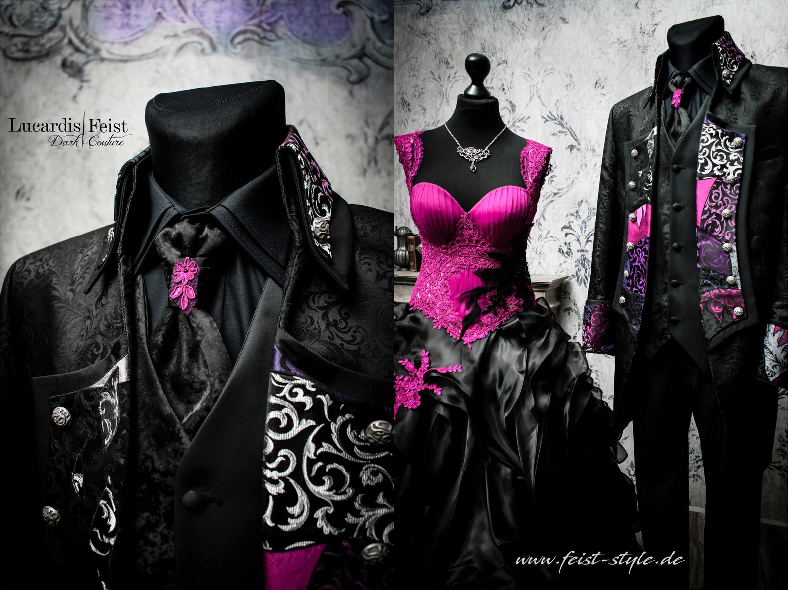 Exceptional Black Pink Gothic Wedding Gown / Original From - Etsy
