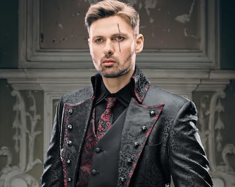 Upscale suit / Original Feist Style wedding coat, Vampire tuxedo, Bat suit, Pirate coat, Victorian, regency era, Halloween wedding