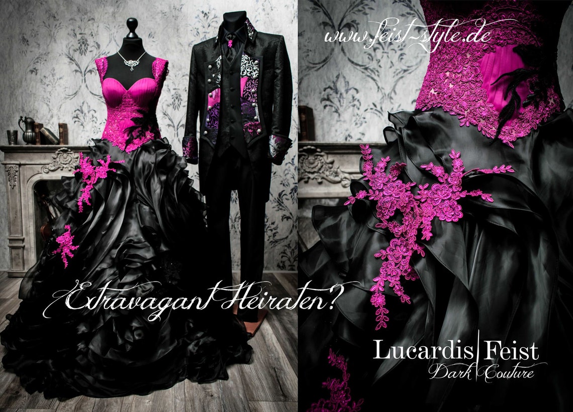 Exceptional Black Pink Gothic Wedding Gown / Original From - Etsy