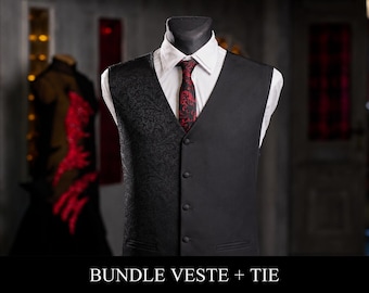 Men's Gothic Baron Vest & Tie Bundle