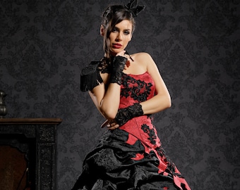 Extraordinary Red and Black Gothic Ball Gown