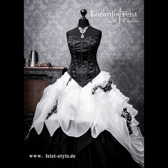 estafador Infectar La risa Extravagante boda vestido de novia blanco negro vestidos de - Etsy España