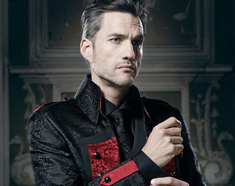 Fantastic steampunk / unusual wedding suit / High quality red suit / magician suit, Victorian Tailcoat, extravagant tuxedo, Tux, Helloween