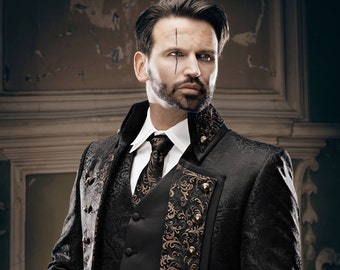 Steampunk Jacket, Frock Coat, Steampunk Mens Wedding Suit, Goth Wedding, Gothic Coat, Cosplay Jacket