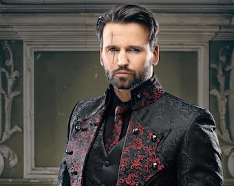 Upscale suit / Original Feist Style wedding coat, Vampire tuxedo, Bat suit, Pirate coat, Victorian, regency era, Halloween wedding
