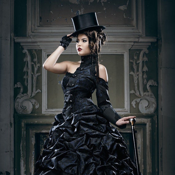 Extraordinary black gothic wedding gown | Etsy