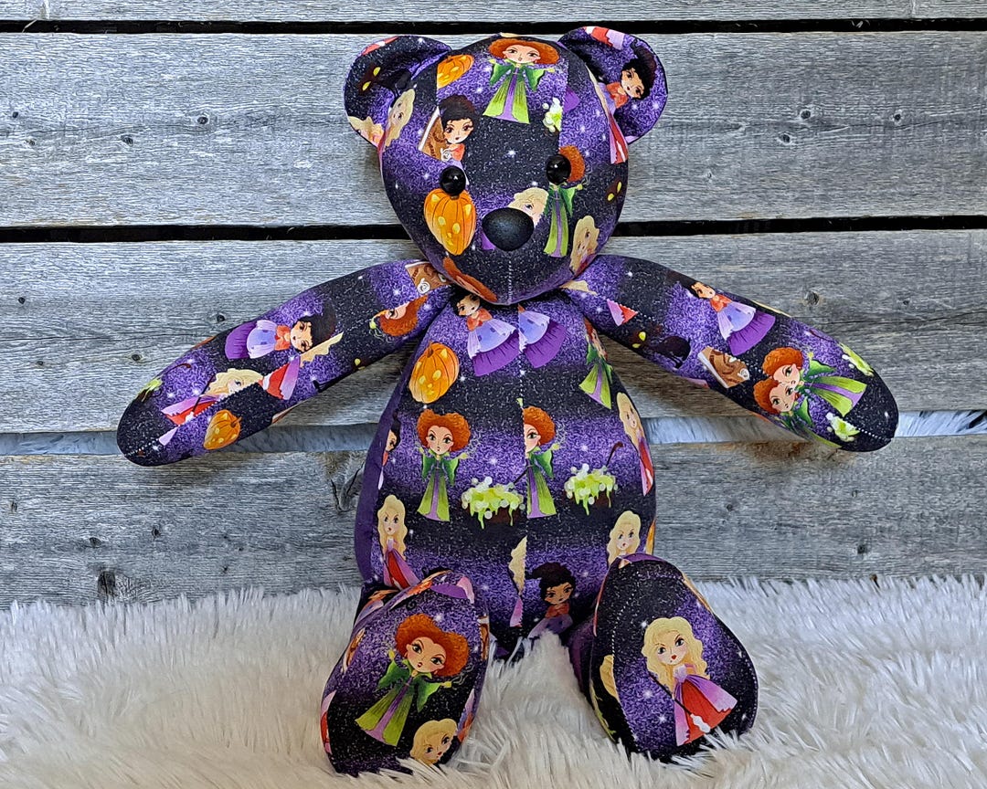 Handmade Hocus Pocus Print Teddy Bear, Halloween Plush Decor, Sanderson ...