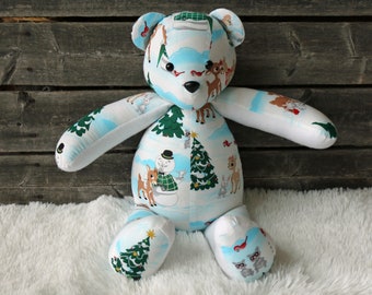 Rudolph Character Teddy Bear, Novelty Character Stuffed Animal, Handmade Custom One of a Kind Gifts for Kids, Christmas Theme, Bedroom