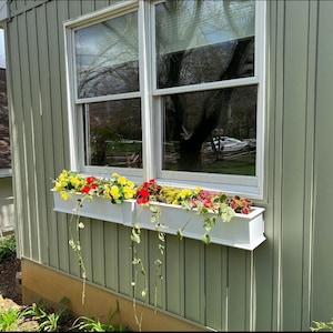 White Colonial Window Flower Box, Paintable PVC, 36 inch