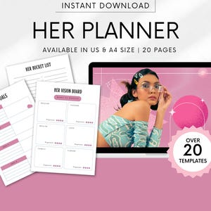 Her Planner – Daily, Weekly, Monthly Planner for Women | Goal Setting, Habit Tracker, Self Care Journal | Productivity Organizer