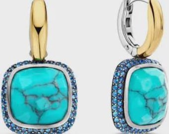 Turquoise earrings in solid silver and 18K gold filled. Made in Italy. Free shipping in a box. NEW