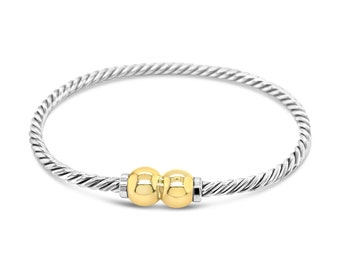 Made on Cape Cod. Bracelet with two 14K gold balls and twisted sterling silver. Beachball bracelet from Michaels . Free shipping, box, cloth