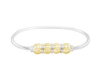 Cape Cod Beachball Bracelet. 4-Ball. Handmade on Cape Cod w .925 Silver and solid 14K gold. Free shipping in box