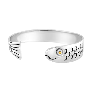 Cape Cod Fish Bracelet in .925 Silver w Gold Eye. Free shipping in a box. Free polish cloth