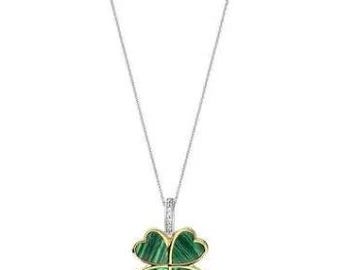 Custom Irish Clover in malicite w sterling silver. free shipping in box. handmade.