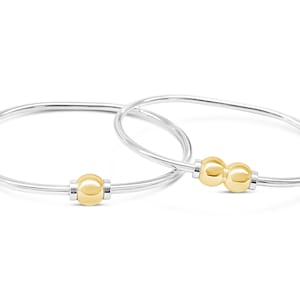 Beachball Bracelet Set. Solid Sterling Silver and 14K yellow Gold Balls. Made on Cape Cod. Ships next day in boxes