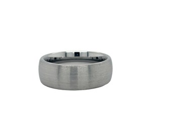 8MM handmade tungsten ring. Free shipping w free size exchange. Gray toned color, brushed finish. Ships new in box