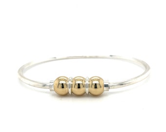 3-Ball Cape Cod Beachball Bracelet. 14K gold balls and sterling silver. Free Shipping next day