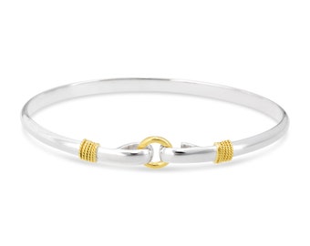 Center Circle " Porthole" Bracelet Beach Ball Jewelry Collection By Michael's From Provincetown.Made in solid silver and 14K Solid gold