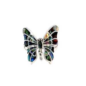 Sterling silver Abalone Shell Butterfly ring. Free shipping in a box w polish cloth.
