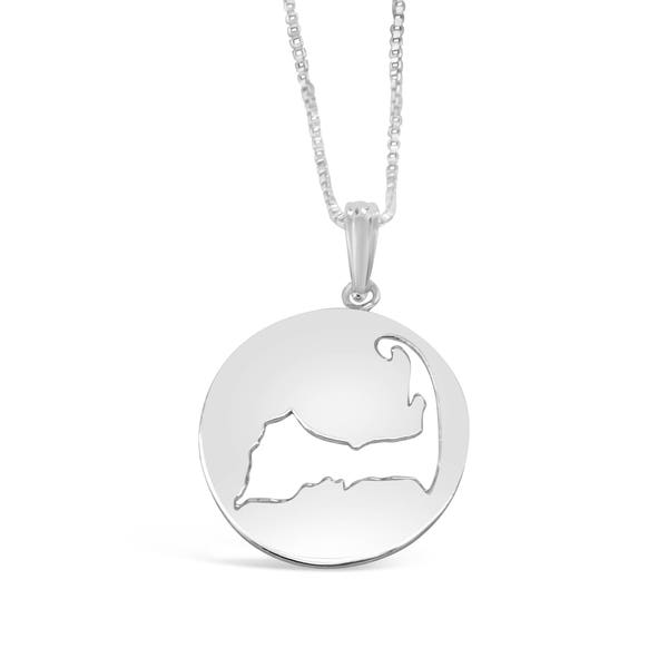 Cape Cod Map Necklace-  925 Sterling Silver NEW design Beach Ball from Cape Cod Jewelry by Michael's-Provincetown