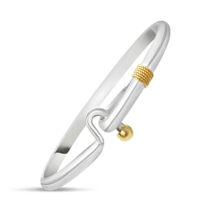 Handmade Cape Cod Hook Bracelet in sterling silver and rhodium gold accents. Michael's in Provincetown, MA..ships Free next day